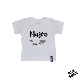 Baby t-shirt Eigen naam SINCE