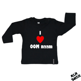Baby t-shirt I Love Oom (+naam) / I Love Tante (+naam)