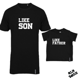 Ouder & kind/baby t-shirt Like father/Like son