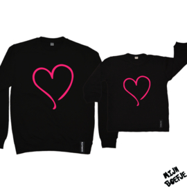Moeder & dochter/baby sweaters Hartje