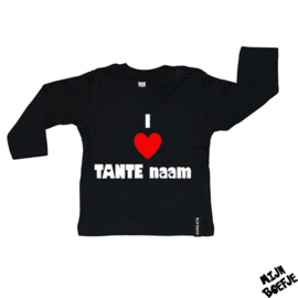 Baby t-shirt I Love Oom (+naam) / I Love Tante (+naam)