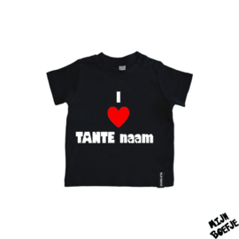 Baby t-shirt I Love Oom (+naam) / I Love Tante (+naam)