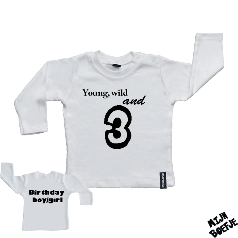 Baby t-shirt Young, wild and 3 - Birthday boy/girl