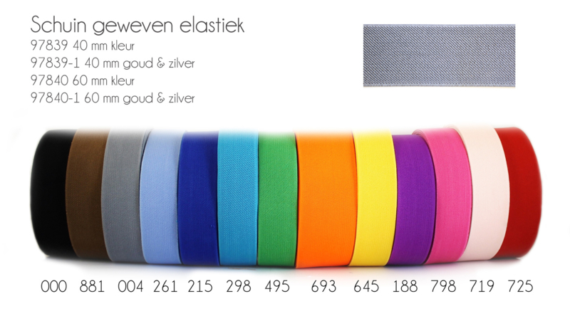 Afdeling verkoper niettemin Gekleurd elastiek 40 mm schuin geweven | Elastiek | Sokkenwol Lia ten Hoven