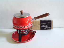 Emaille fondue set.