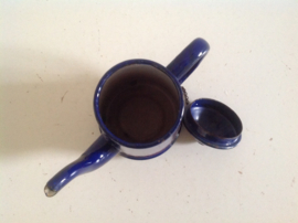 Koffie-/Theekan. Emaille. Blauw.