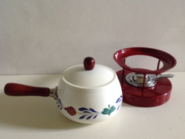 Emaille fondue set. Boerenbont.