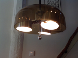 Unieke design hanglamp.  Plexiglas geborsteld aluminium. 70’s.