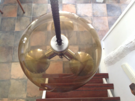 Unieke design hanglamp.  Plexiglas geborsteld aluminium. 70’s.