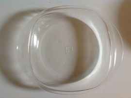 Oven / dekschaal Jena Glas. Pauwenoog.