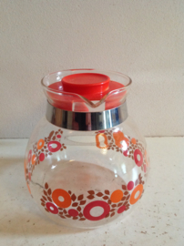 Glazen theepot. Oranje. 70’s.
