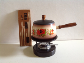 Fondue set. Emaille.