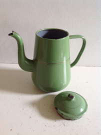 Koffiepot. Groen emaille.