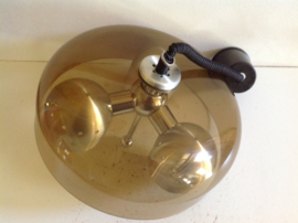 Unieke design hanglamp.  Plexiglas geborsteld aluminium. 70’s.