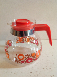 Glazen theepot. Oranje. 70’s.