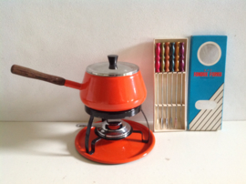 Emaille fondue set. Brabantia. Oranje.