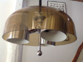 Unieke design hanglamp.  Plexiglas geborsteld aluminium. 70’s.