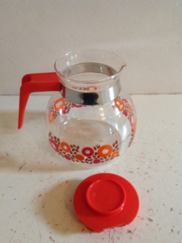 Glazen theepot. Oranje. 70’s.