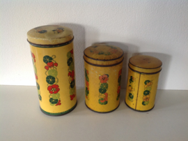 Set van 3 Verkade voorraadblikken. Oud, brocante vintage.