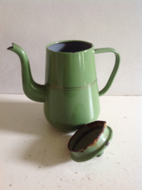 Koffiepot. Groen emaille.