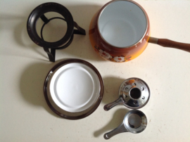 Fondue set. Emaille.