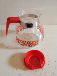 Glazen theepot. Oranje. 70’s.