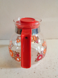 Glazen theepot. Oranje. 70’s.