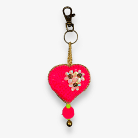 Keychain heart crocheted 16