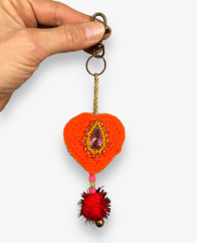 Keychain heart crocheted 14