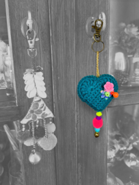Keychain heart crocheted 15