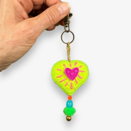 Keychain heart crocheted 3