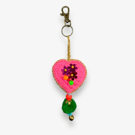 Keychain heart crocheted 22