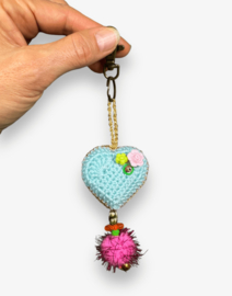 Keychain heart crocheted 23