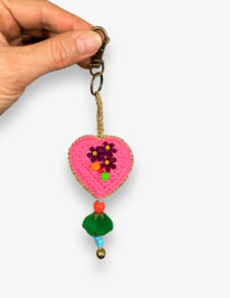 Keychain heart crocheted 22