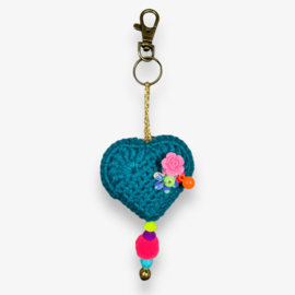 Keychain heart crocheted 15