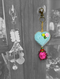 Keychain heart crocheted 23