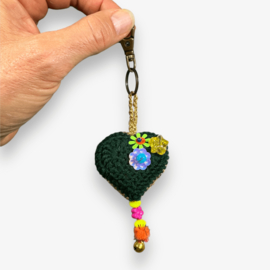 Keychain heart crocheted 8