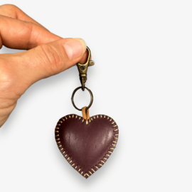 Keychain leather heart 10