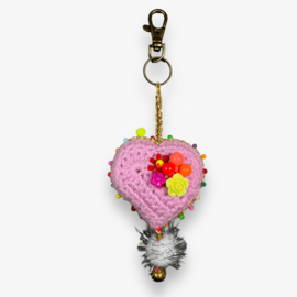 Keychain heart crocheted 20