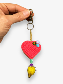 Keychain heart crocheted 19