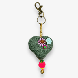 Keychain heart crocheted 11