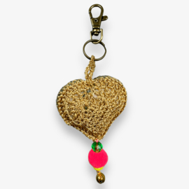 Keychain heart crocheted 11