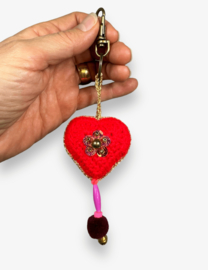 Keychain heart crocheted 17