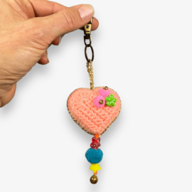 Keychain heart crocheted 9