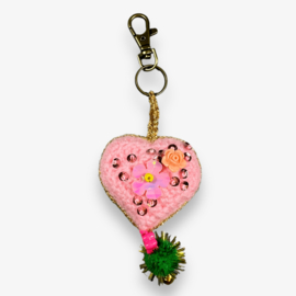 Crocheted heart keychains