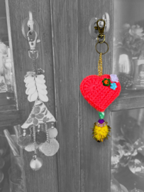Keychain heart crocheted 19