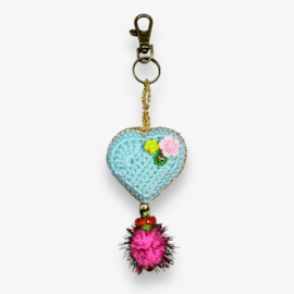 Keychain heart crocheted 23