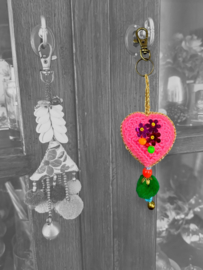 Keychain heart crocheted 22