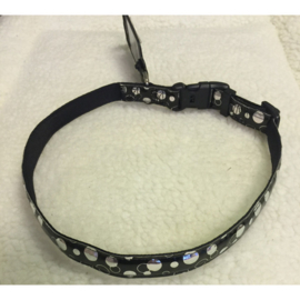 Dog fashion nylon + PU halsband zwart