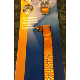 Nobby kattenhalsbandje strass met belletje